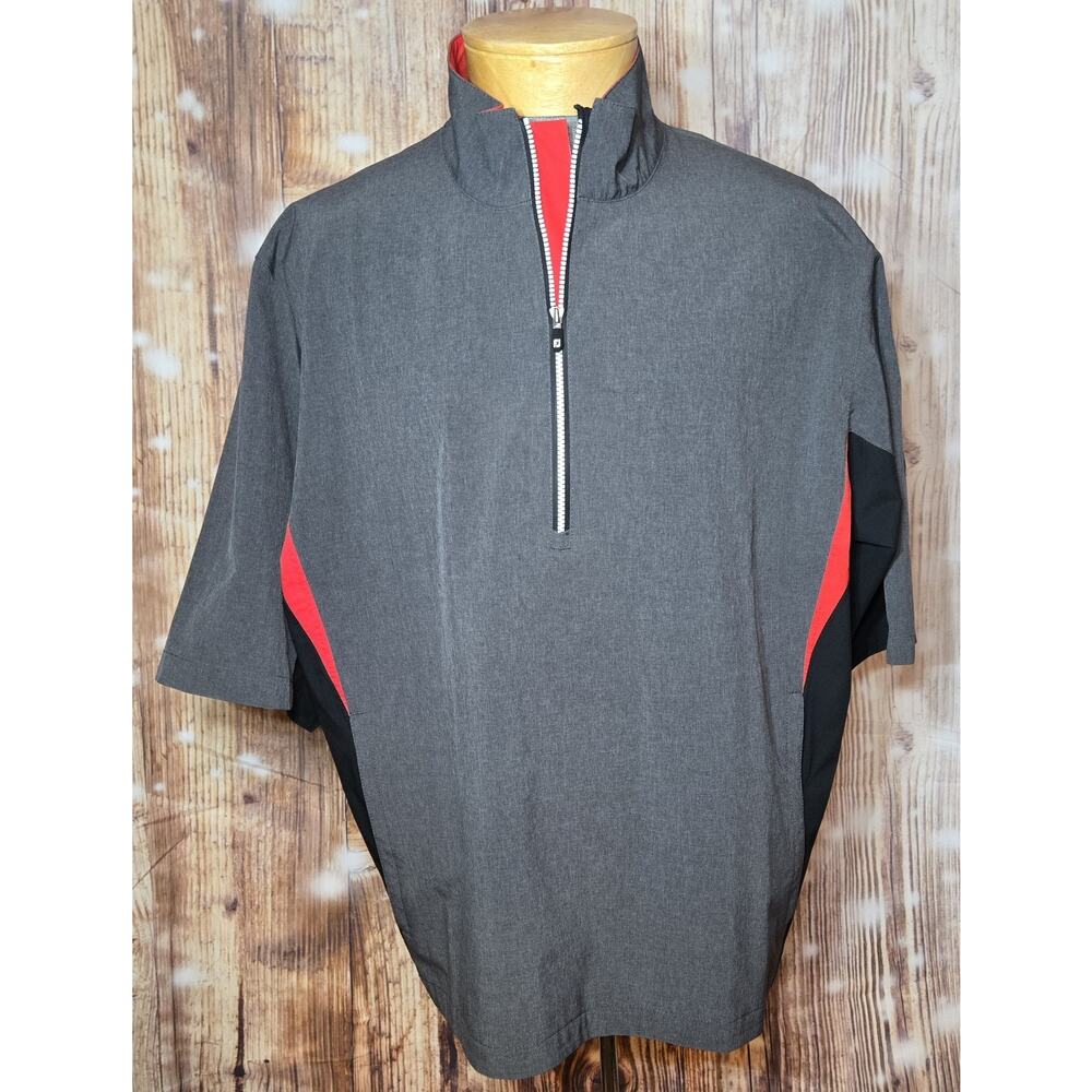 FootJoy Hydrolite SS Shirt Mens L DryJoys Waterproof Gray/Black/Red Golf Rain